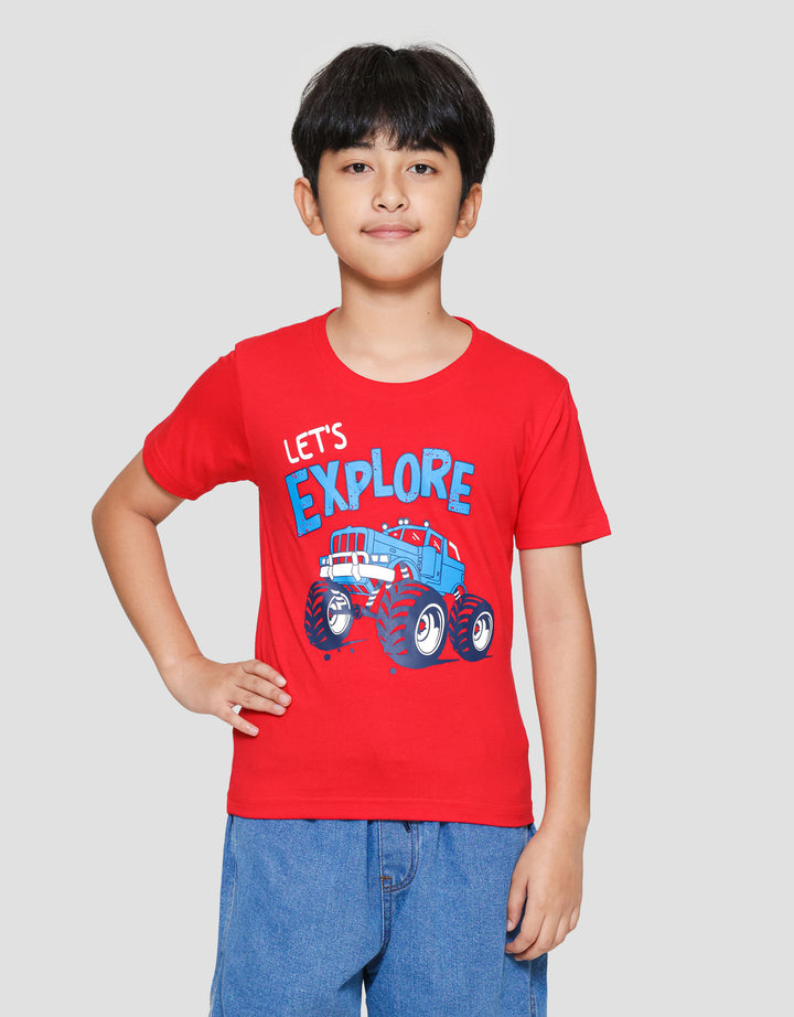 Little M Lets Explore Car Print Kaos Anak Laki-laki
