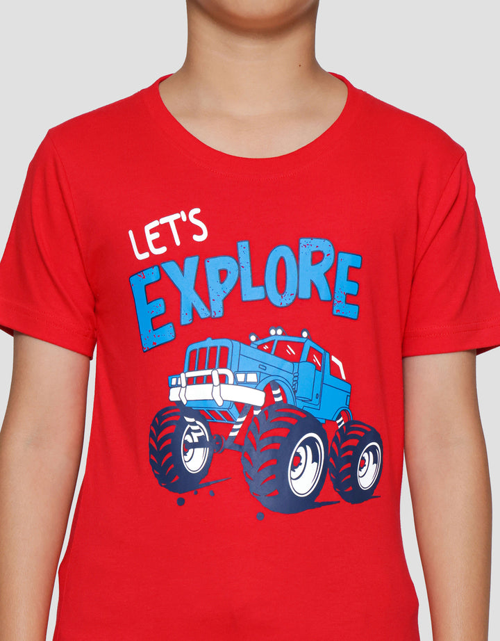 Little M Lets Explore Car Print Kaos Anak Laki-laki