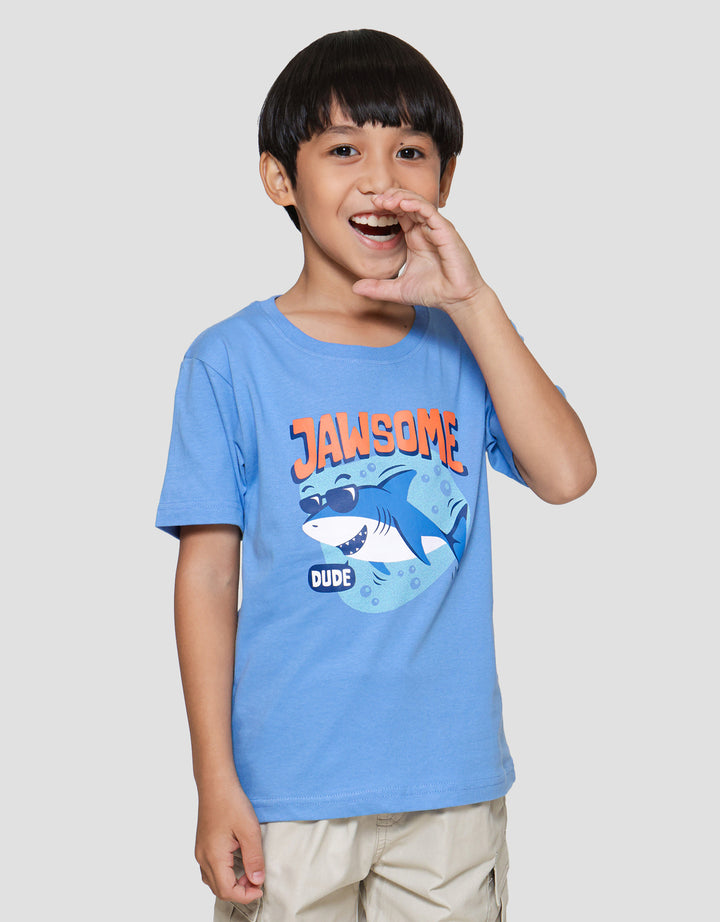 Little M Jawsome Print Kaos Lengan Pendek Anak Laki-laki