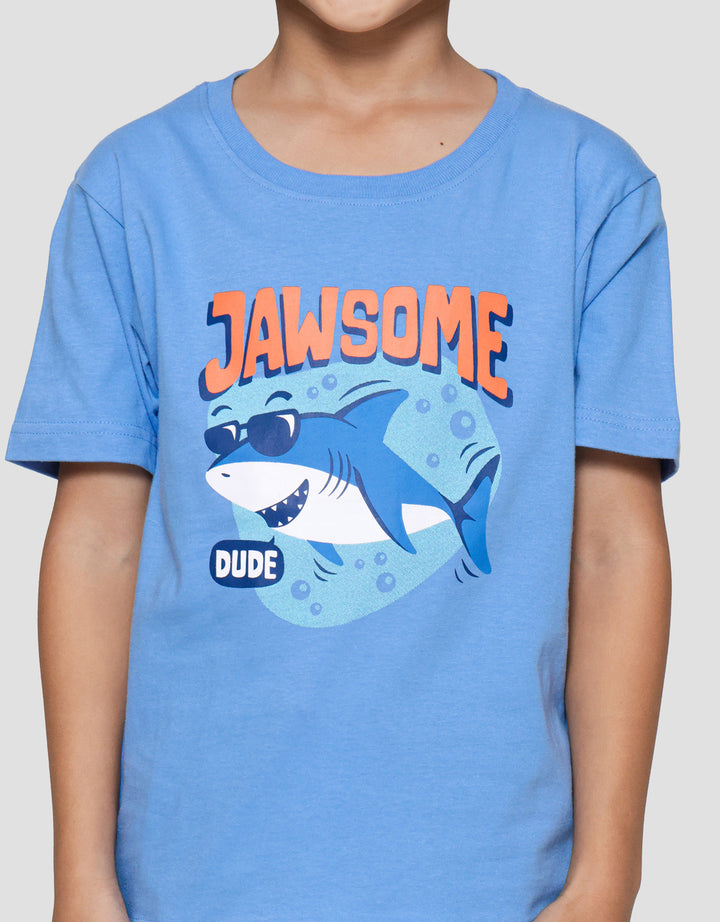 Little M Jawsome Print Kaos Lengan Pendek Anak Laki-laki