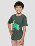 Little M Turtle Print Kaos Lengan Pendek Anak Laki-laki