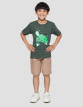 Little M Turtle Print Kaos Lengan Pendek Anak Laki-laki