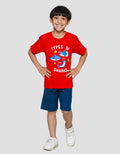 Little M Type Of Shark Print Kaos Lengan Pendek Anak Laki-laki