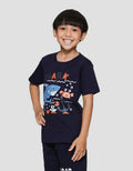 Little M Shark Hungry Print Kaos Lengan Pendek Anak Laki-laki