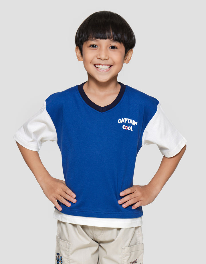 Little M Komb Captain Cool Print Kaos Lengan Pendek Anak Laki-laki