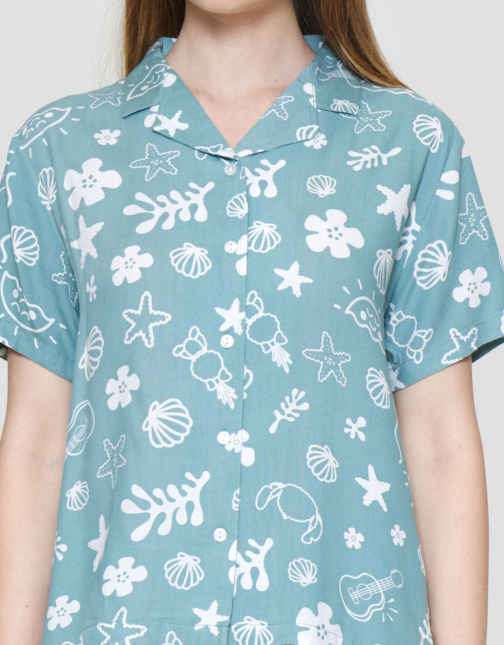 Disney Green Stitch Piyama Set Wanita