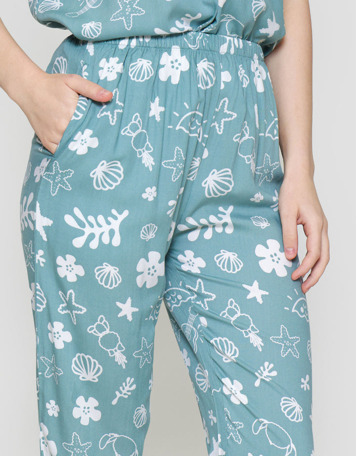 Disney Green Stitch Piyama Set Wanita