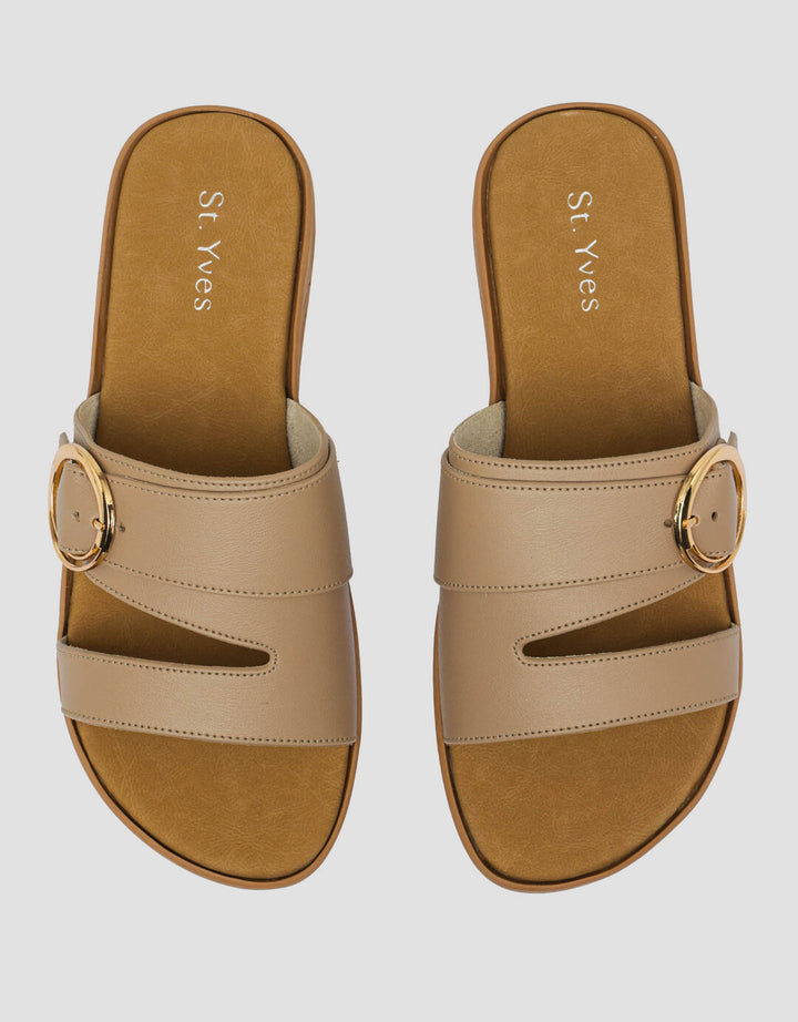 St. Yves Round Buckle Sandal Slipper Wanita