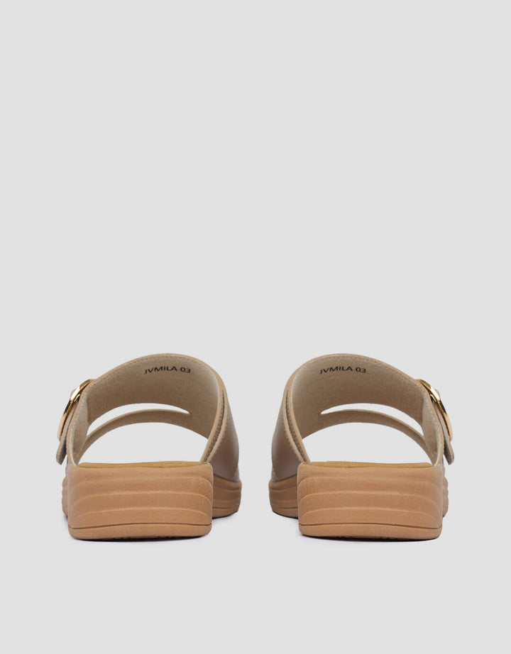 St. Yves Round Buckle Sandal Slipper Wanita