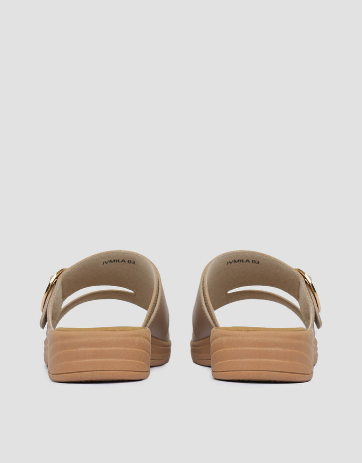 St. Yves Round Buckle Sandal Slipper Wanita