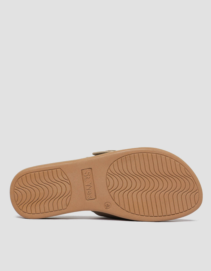 St. Yves Round Buckle Sandal Slipper Wanita