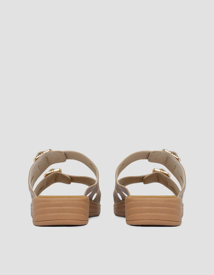 St. Yves Two Buckles Sandal Slipper Wanita