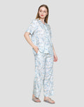 St. Yves Ss Pyjama Pants Blue Leaf