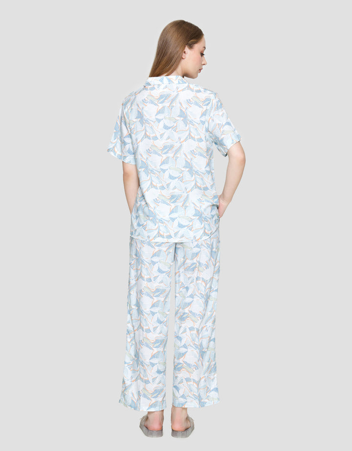 St. Yves Ss Pyjama Pants Blue Leaf