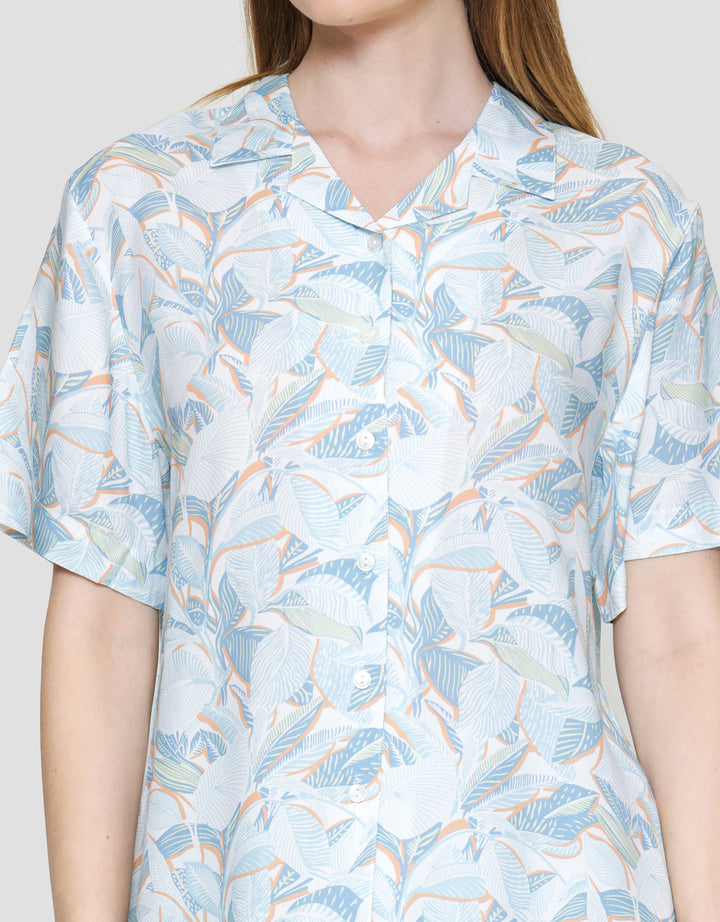 St. Yves Ss Pyjama Pants Blue Leaf