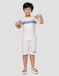 Little M Ocean Captain Stripe Print Pakaian Set Anak Laki-laki
