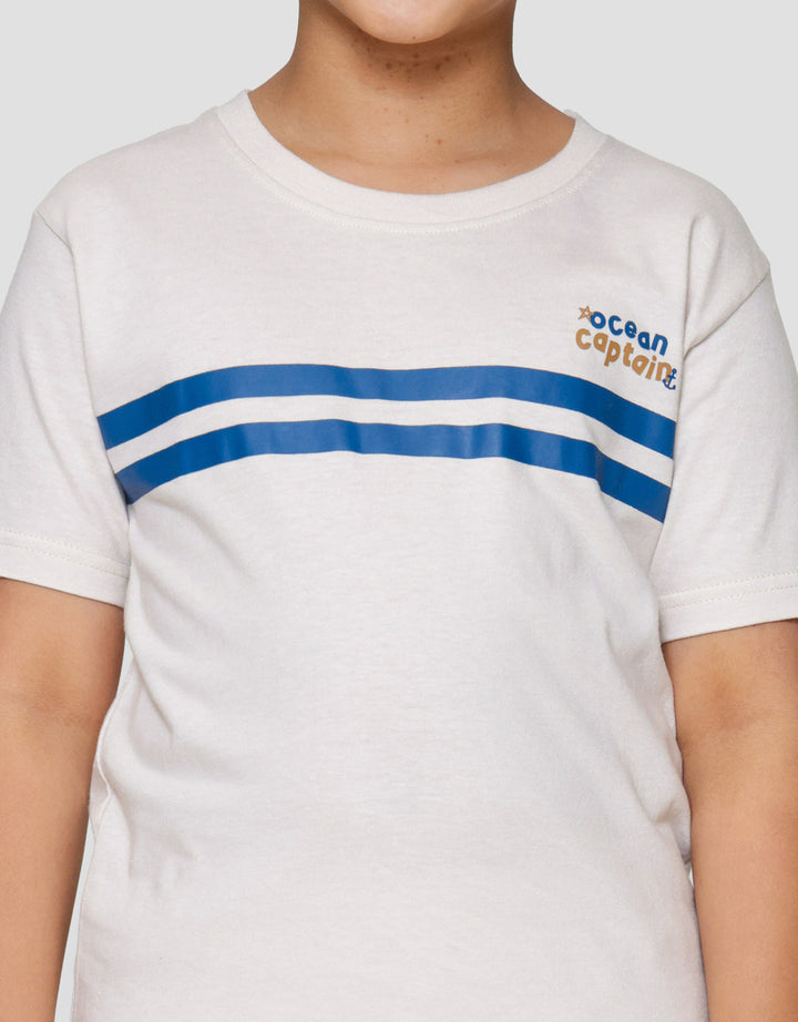 Little M Ocean Captain Stripe Print Pakaian Set Anak Laki-laki