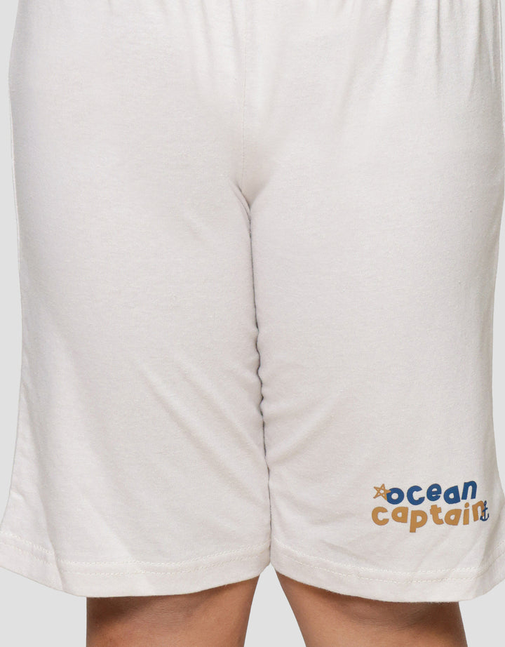Little M Ocean Captain Stripe Print Pakaian Set Anak Laki-laki