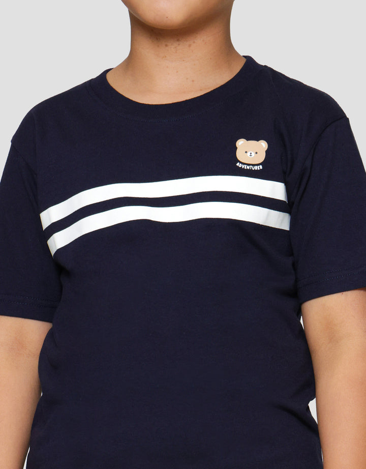 Little M Bear Awesome Stripe Print Pakaian Set Anak Laki-laki