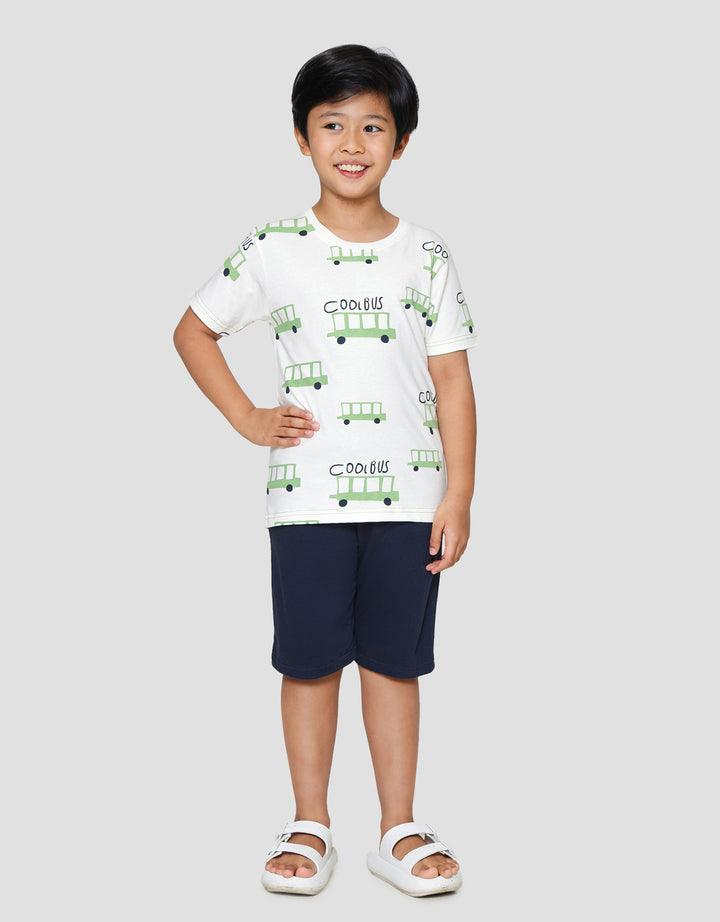 Little M Cool Bus Print Pakaian Set Anak Laki-laki