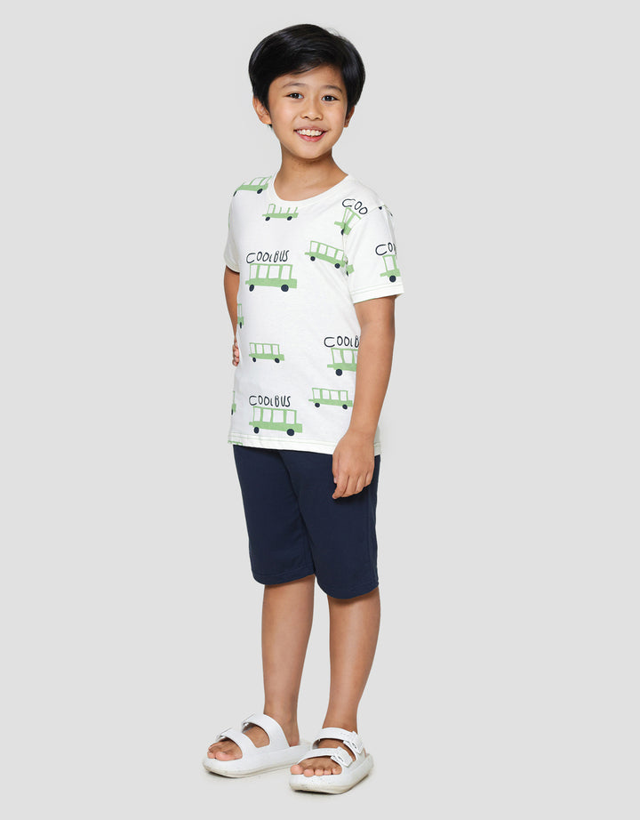 Little M Cool Bus Print Pakaian Set Anak Laki-laki