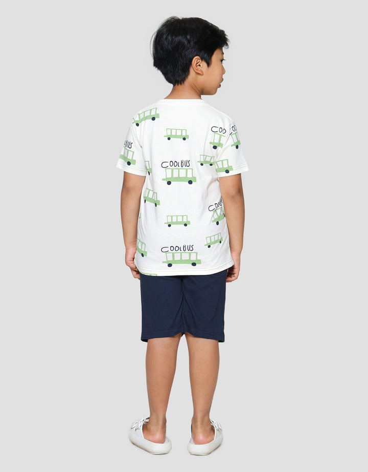 Little M Cool Bus Print Pakaian Set Anak Laki-laki