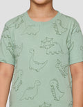Little M Dino Outline Print Pakaian Set Anak Laki-laki