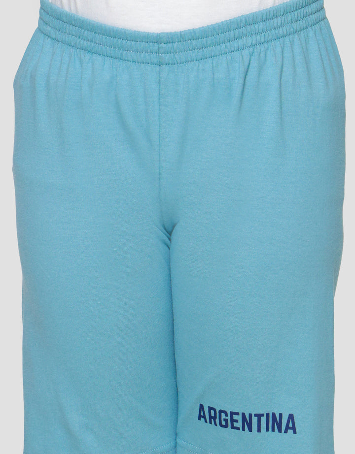 Little M Dino Soccer Argentina Print Pakaian Set Anak Laki-laki