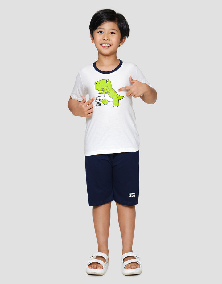 Little M Dino Soccer Usa Print Pakaian Set Anak Laki-laki