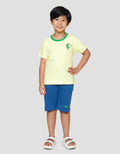 Little M Dino Soccer Brazil Print Pakaian Set Anak Laki-laki