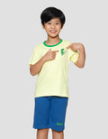 Little M Dino Soccer Brazil Print Pakaian Set Anak Laki-laki