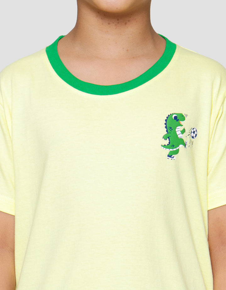 Little M Dino Soccer Brazil Print Pakaian Set Anak Laki-laki