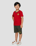 Little M Dino Soccer Portugal Print Pakaian Set Anak Laki-laki