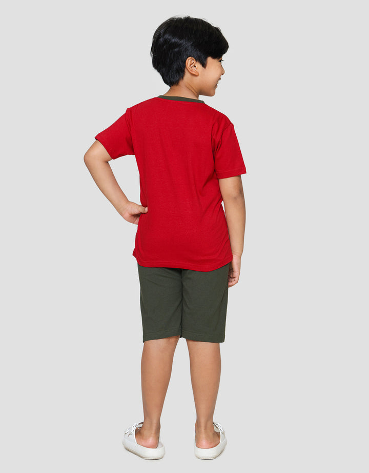 Little M Dino Soccer Portugal Print Pakaian Set Anak Laki-laki