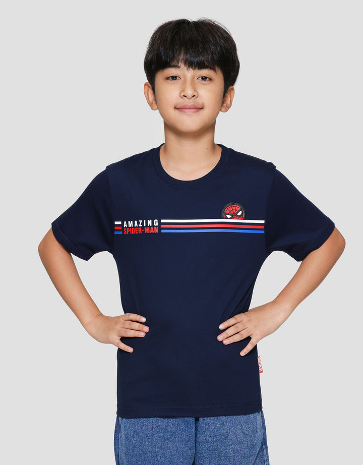 Marvel Spiderman Lis Tengah Print Kaos Anak Laki-laki