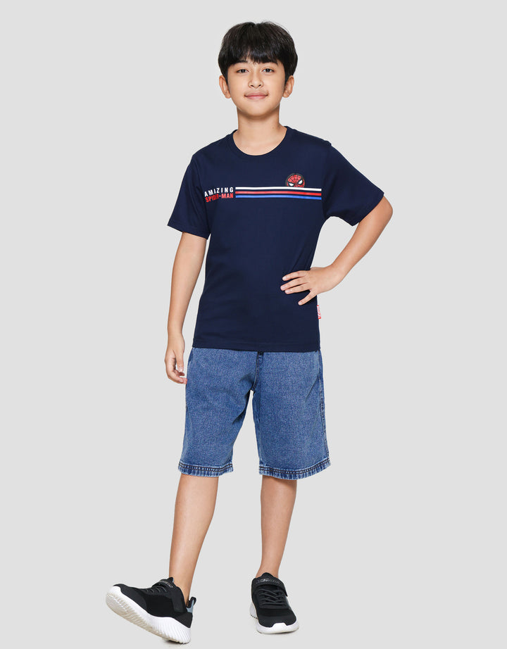 Marvel Spiderman Lis Tengah Print Kaos Anak Laki-laki