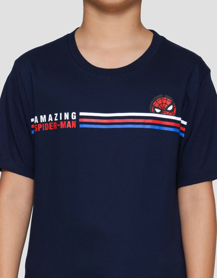 Marvel Spiderman Lis Tengah Print Kaos Anak Laki-laki