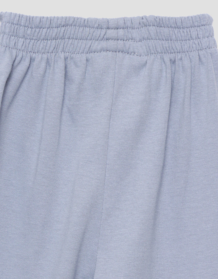 Little M Kerah Polos Logo Whale Setelan Piyama Anak Laki-laki