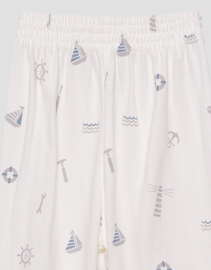 Little M V-Neck Fullprint Ship Setelan Piyama Anak Laki-laki