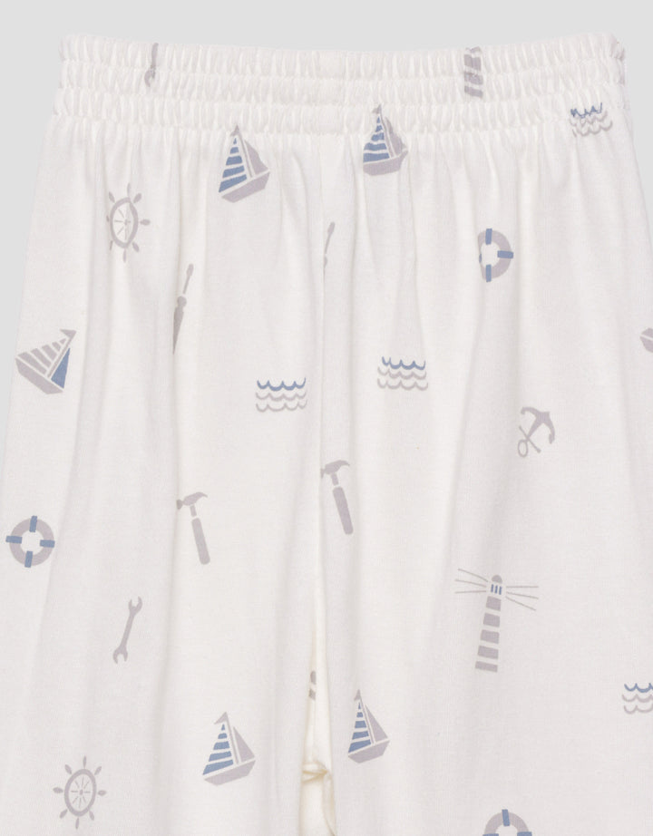 Little M V-Neck Fullprint Ship Setelan Piyama Anak Laki-laki