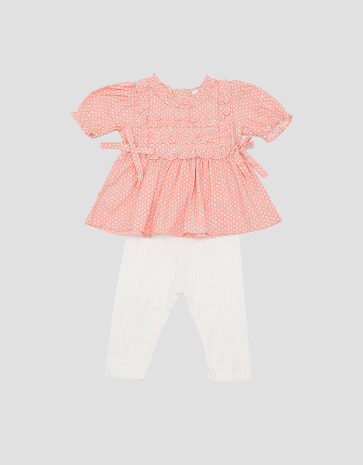 Little MSet 2 Pcs Ruffle Motif Pakaian Setelan Anak Bayi Perempuan