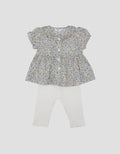 Little M Rib Floral Pakaian Setelan Anak Bayi Perempuan