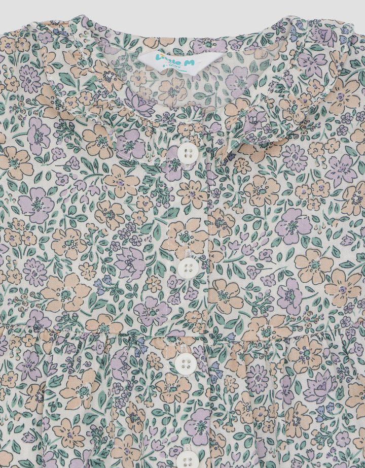 Little M Rib Floral Pakaian Setelan Anak Bayi Perempuan