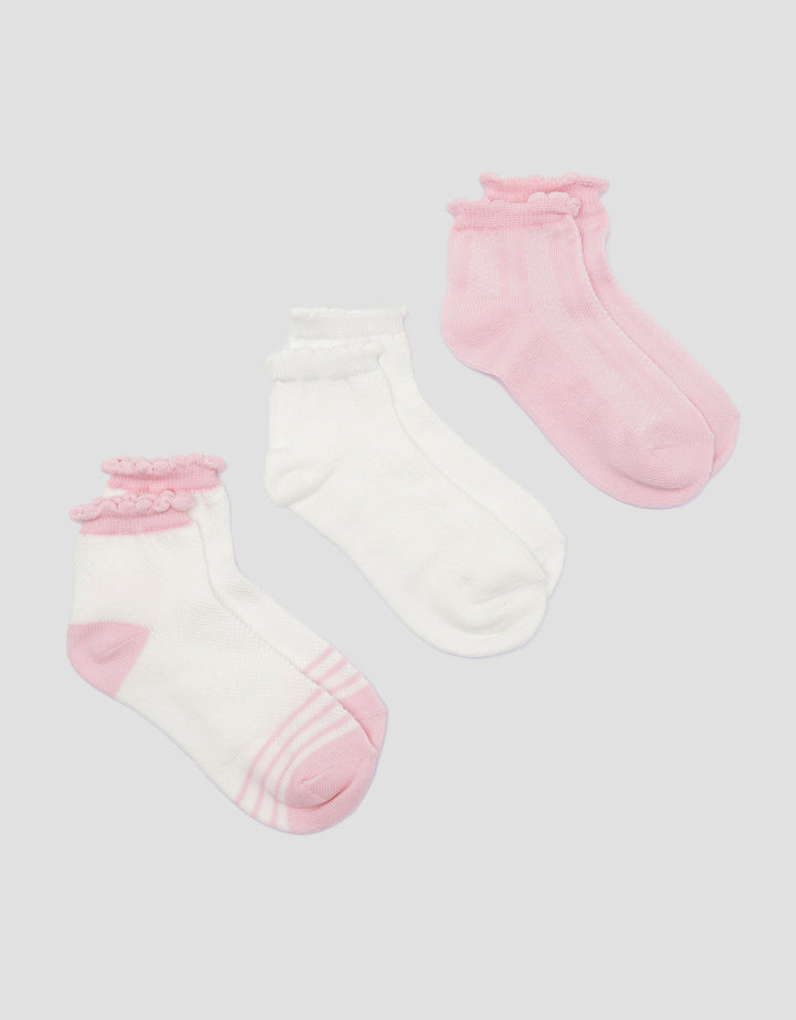 Little M Pack Of 3 Polos Stripe Kaos Kaki Anak Perempuan
