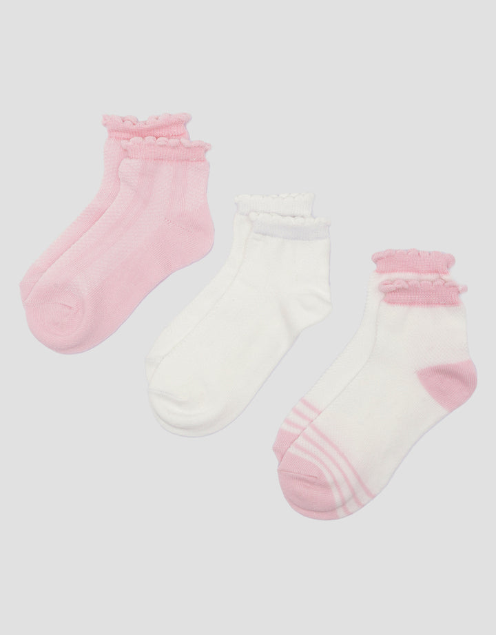 Little M Pack Of 3 Polos Stripe Kaos Kaki Anak Perempuan
