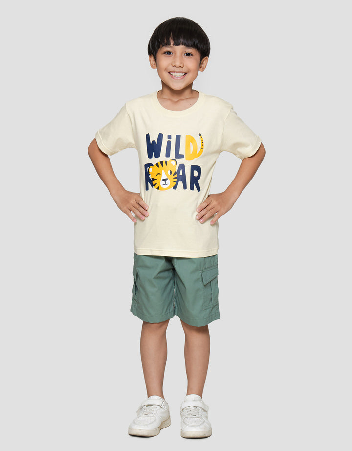 Little M Wild Roar Print Kaos Lengan Pendek Anak Laki-laki