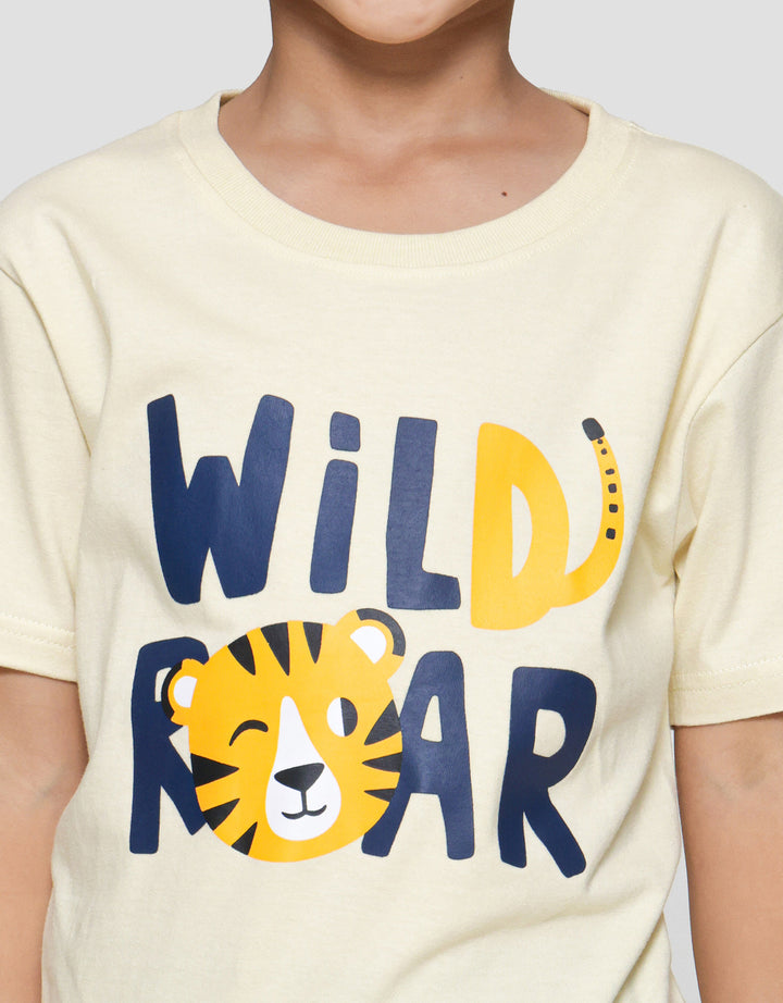 Little M Wild Roar Print Kaos Lengan Pendek Anak Laki-laki