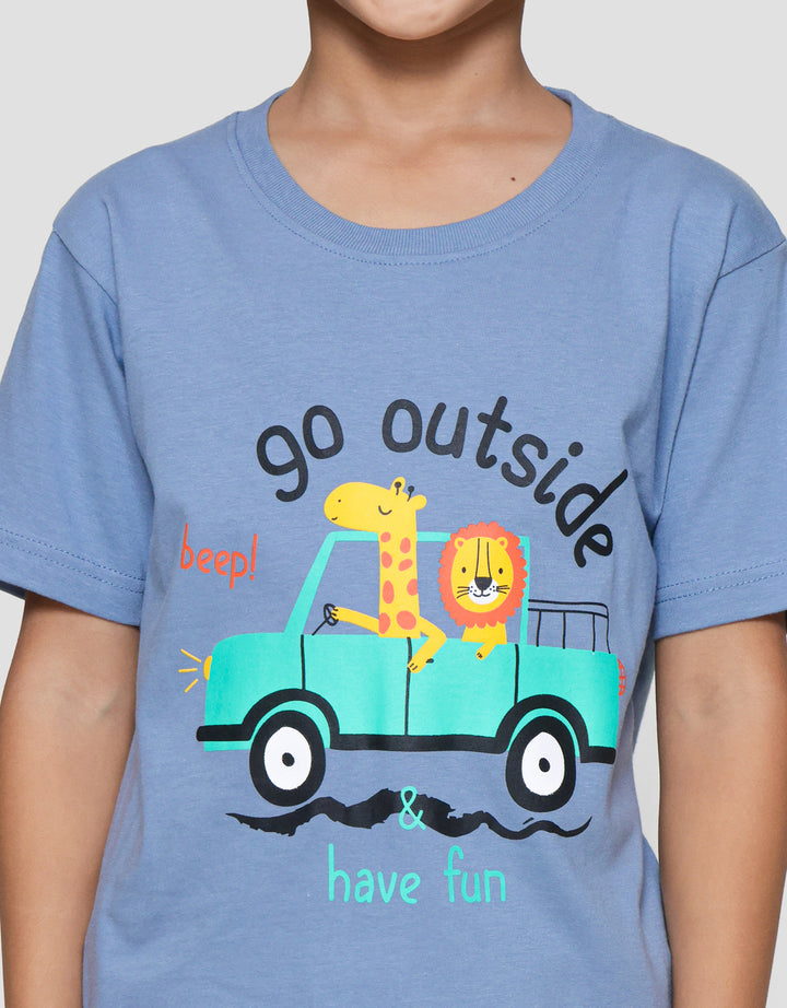 Little M Animal Beep Beep Print Kaos Lengan Pendek Anak Laki-laki