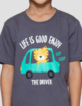Little M Life Is Good Enjoy Print Kaos Lengan Pendek Anak Laki-laki
