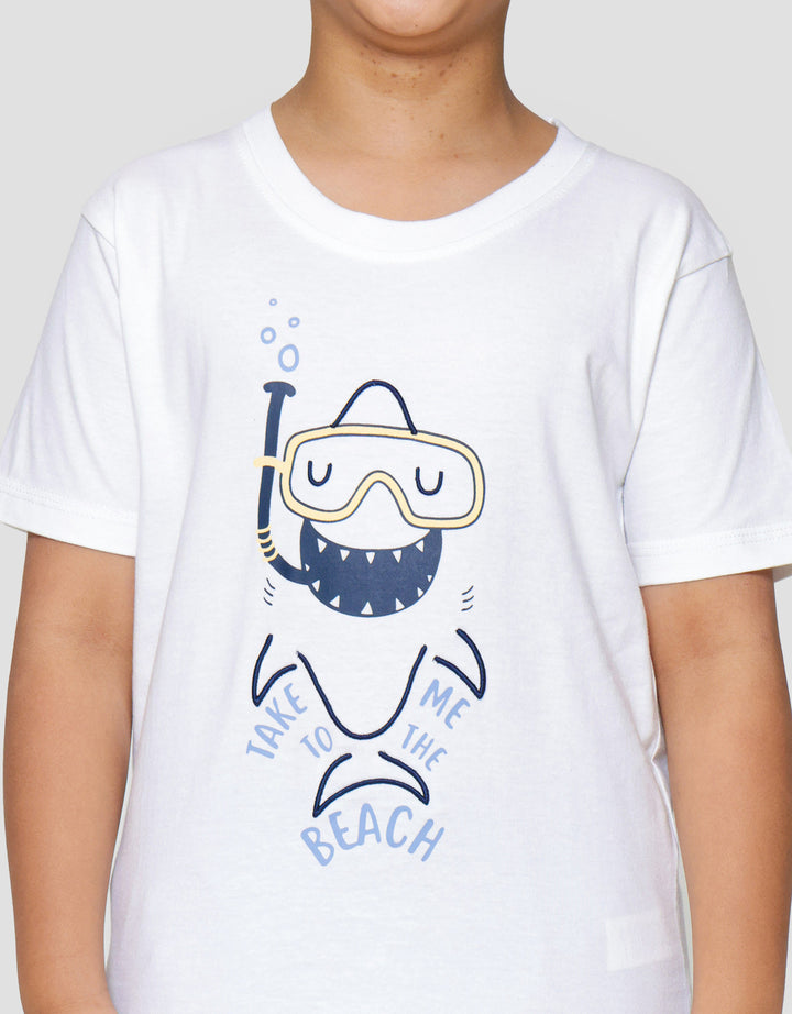 Little M Shark Beach Kaos Anak Laki-laki